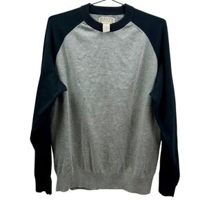 Duluth Trading Co Raglan Crewneck Sweater Men M Gray Black Cotton Blend Workwear